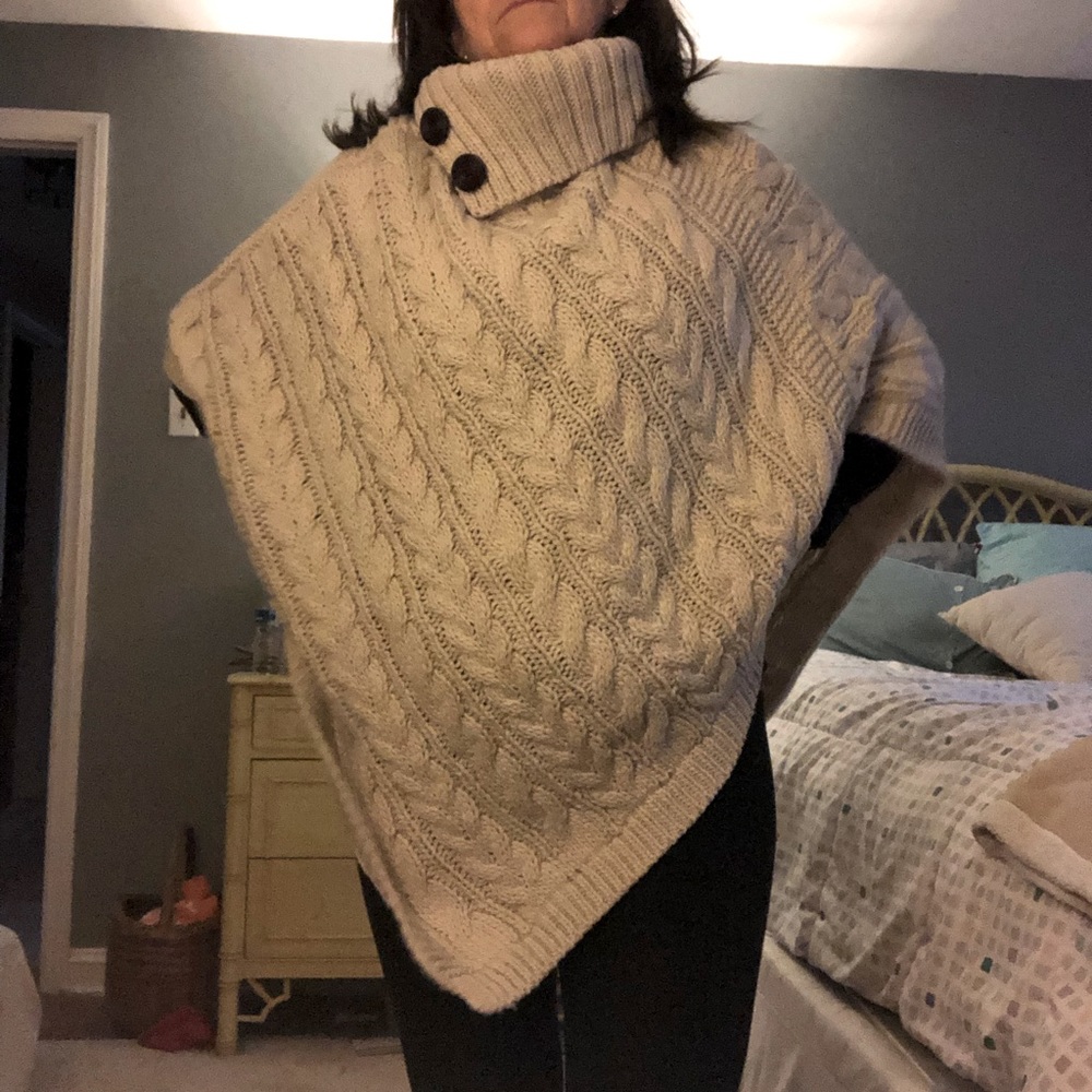 Light tan acrylic poncho sweater  one size fits all
